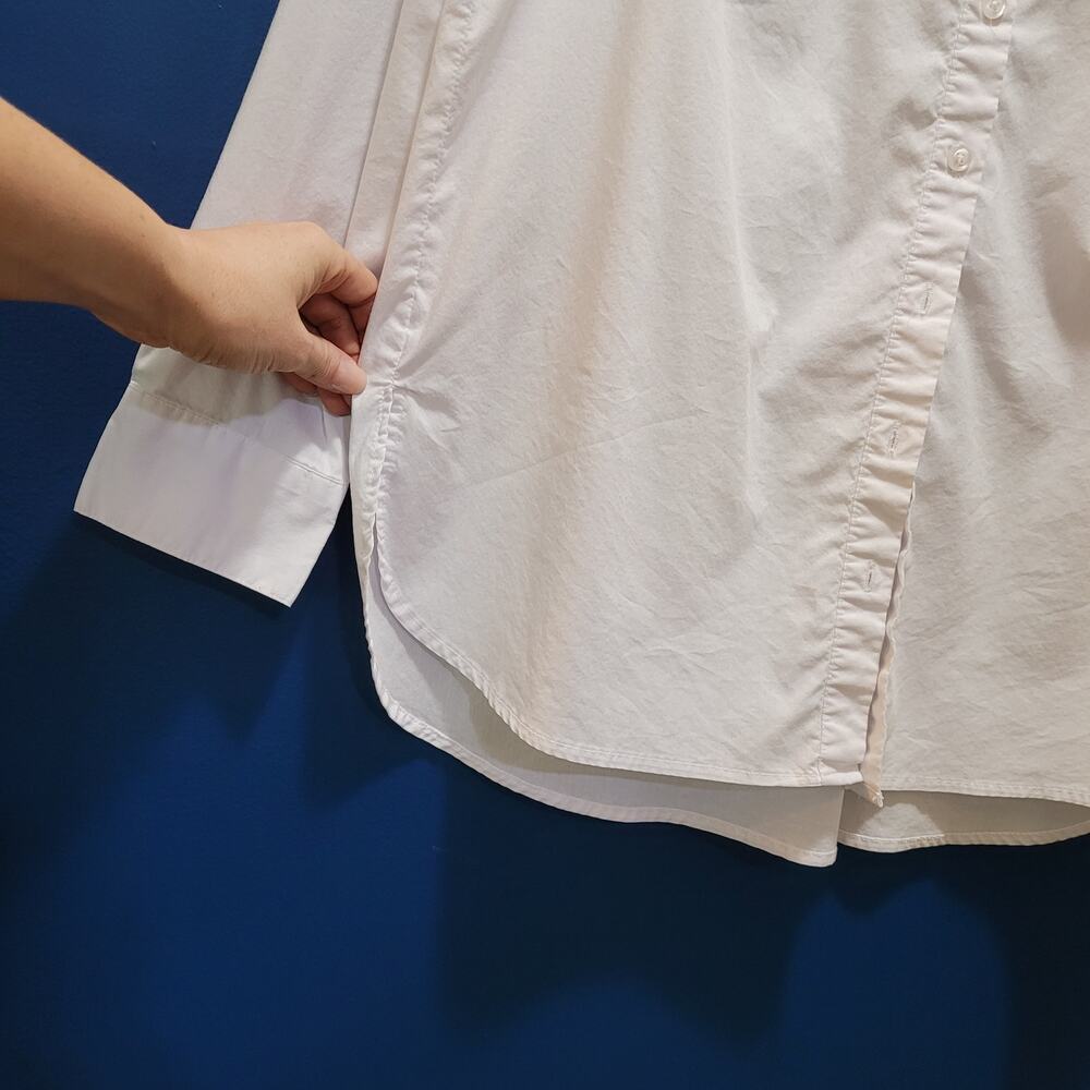 Zac & Rachel White Cotton Button Up Shirt Top Collar Gathered Back Large - Picture 8 of 11